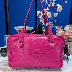 Loewe Heritage Boston Pink Leather Shoulder Bag with Soft Sheen Vintage,🔥🔥